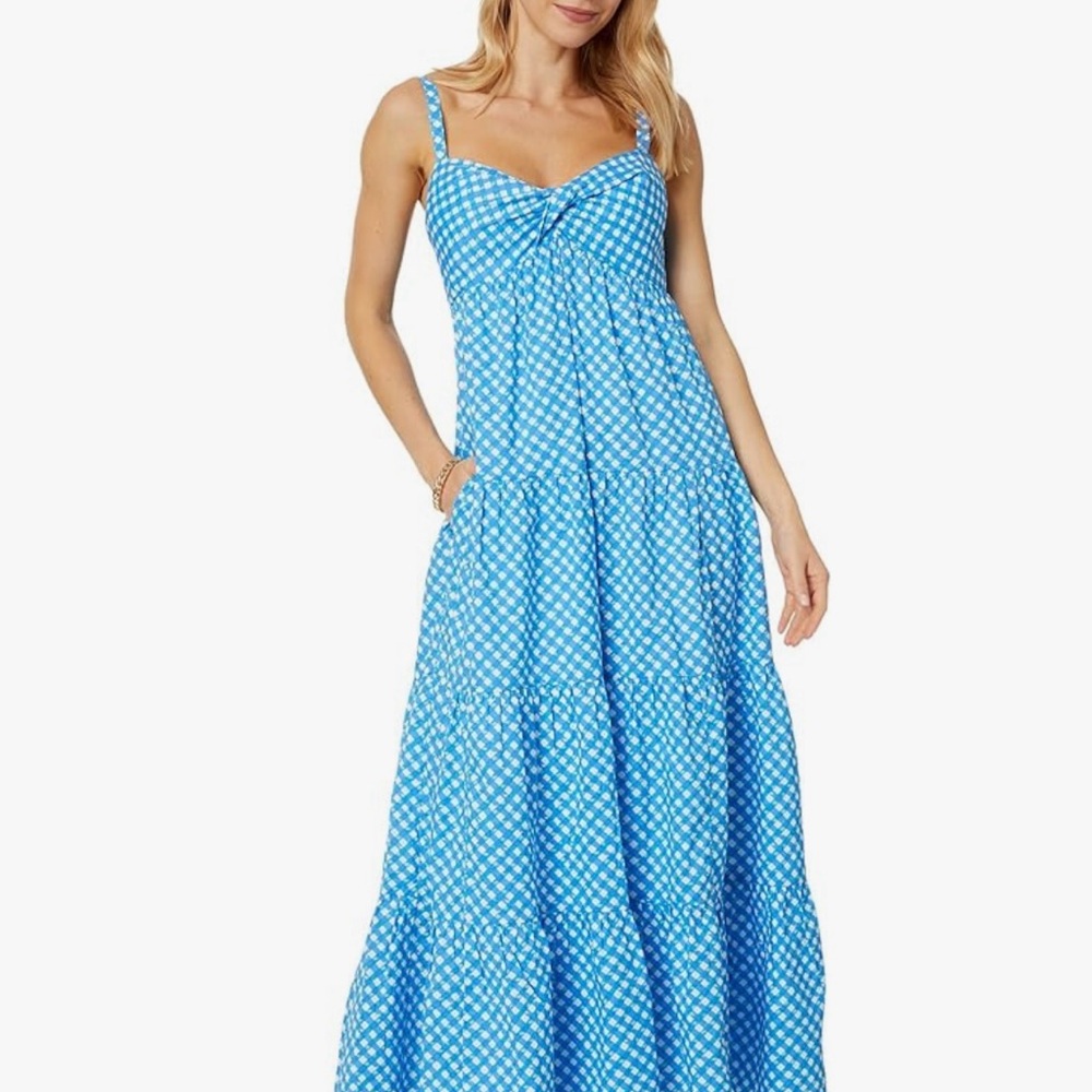 Lilly Pulitzer Blue and White Tiered Sundress